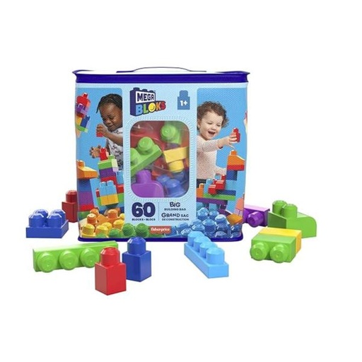 [MTDCH55] Fisher Price / Mega Blocks Bolsa Grande con Bloques de Construcción Azul 60pzs 1a+