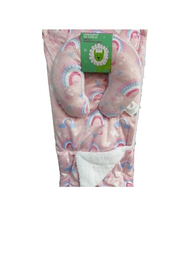 [FDPR4823] Cobija con Almohada de Viaje de Arcoiris Rosado 0m+