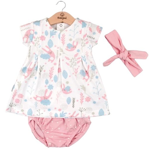 [BBL1301653M] Vestido + Braga + Cinta de Conejos color Rosa 3m (610897)