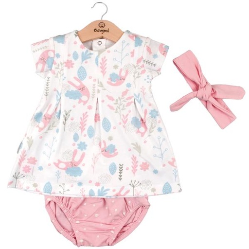 [BBL1301659M] Vestido + Braga + Cinta de Conejos color Rosa 3m (610910)