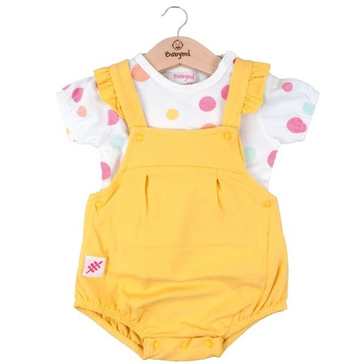 [BBL1301983M] Conjunto de 2 Piezas Overol Corto con  Blusa Amarillo 3m (611764)