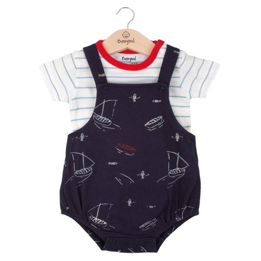 [BBL1302143M] Conjunto de 2 Piezas Overol con  Camiseta de Botes Azul 3m (611924)
