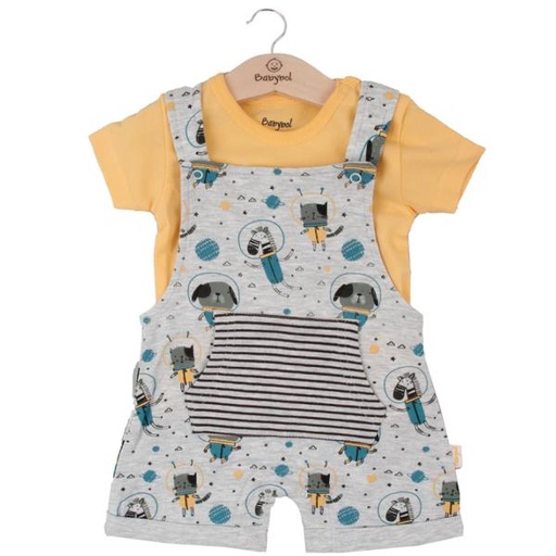 [BBL1302236M] Conjunto de 2 Piezas Overol con  Camiseta Amarillo Niño 6m (612174)