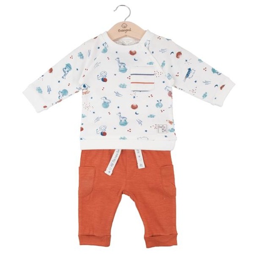 [BBL1308153M] Conjunto de 2 Piezas Manga Larga de Animalitos Café 3m (613225)