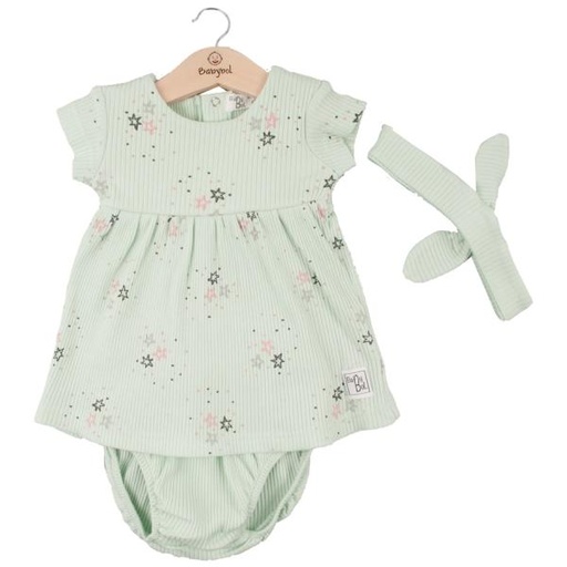 [BBL1308913M] Vestido de Estrellas Verde Agua 3m (615670)