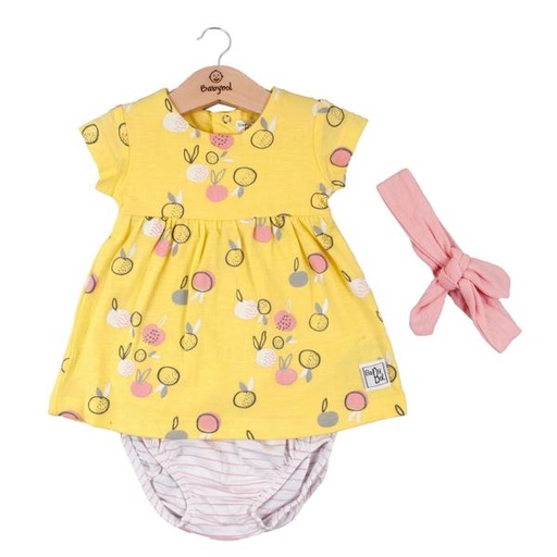[BBL1308923M] Vestido + Braga + Cinta de Naranjas con  Amarillo 3m (615748)
