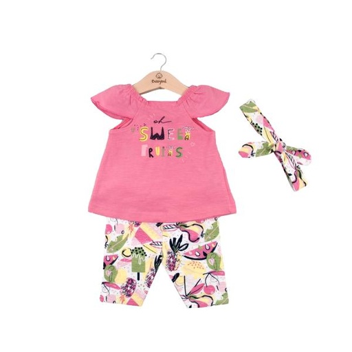 [BBL1310296M] Conjunto de 2 Piezas + Cinta Blusa C/ Short Color Melocoton 6m (634473)