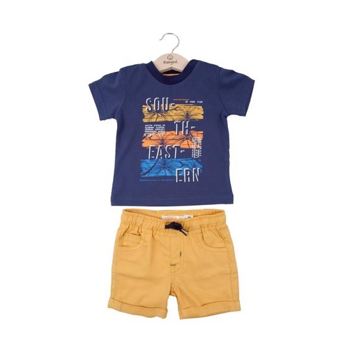 [BBL13267018M] Conjunto de 2 Piezas Camiseta C/ Short Azul C/ Amarillo 18m (625709)