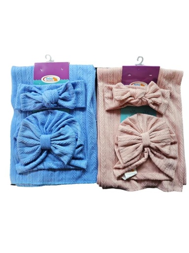 [FDBQ4219] Set de 3 Pzs Manta + Gorro + Diadema Unitalla Surt/2