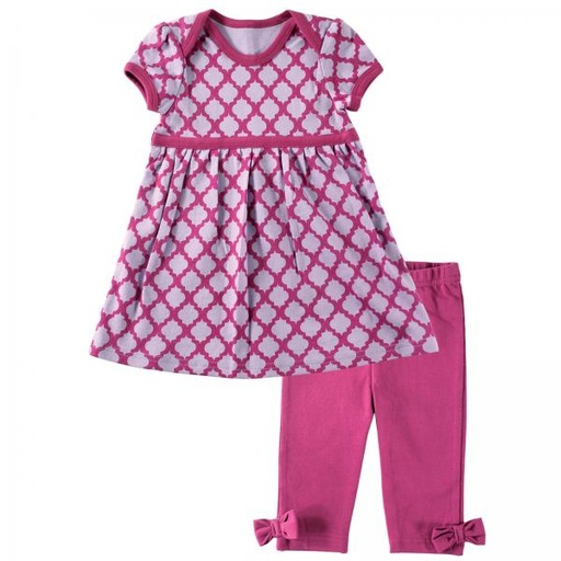 [BV50539L] Set Vestido y Leggins Morado 6-9m