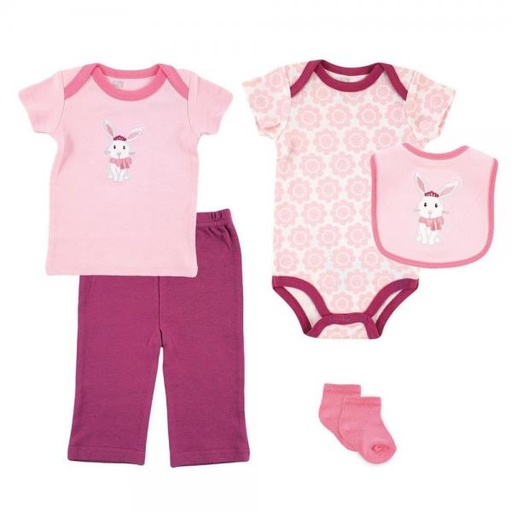 [BV58102] Ropa P/Bebé Set de Regalo 5pzs Conejita 0-3m