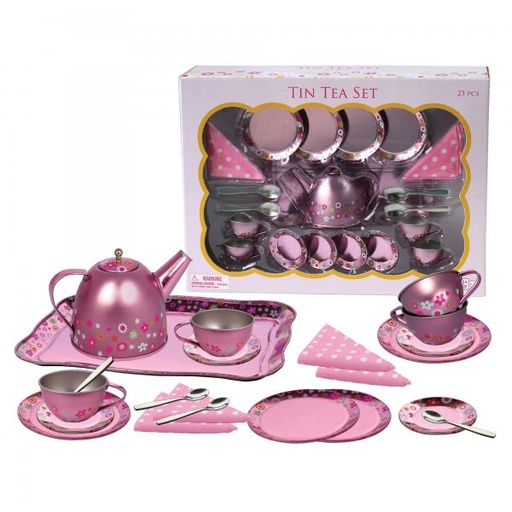 [CM41047] Juego de Té Rosa Metálico Flores 23pzs 3a+