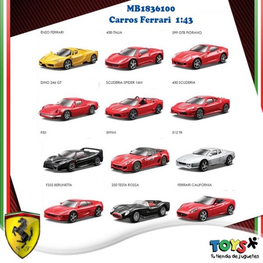 [MB1836100] Carro Ferrari R&P 1:43 3a+ / Se venden por separado / Venta unitaria