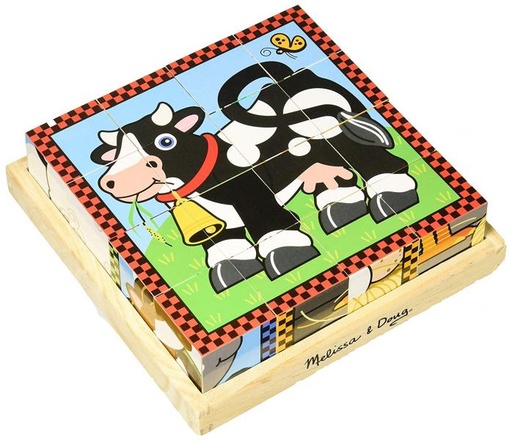 [MD10775] Rompecabezas Cubos de Madera 6en1 La Granja 3a+