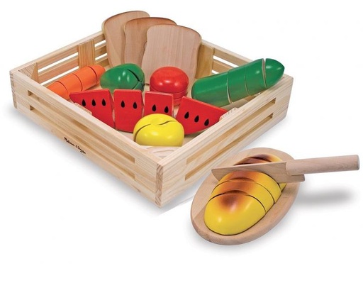 [MD487] Alimentos de Madera Rebanados en Caja 30Pzs 3a+