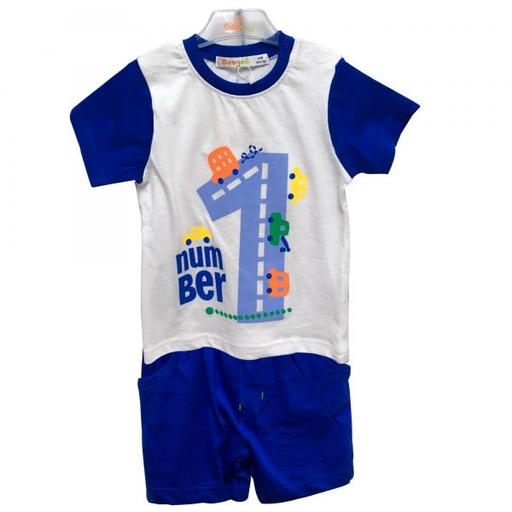 [BBL1820112M] Camisa y Short Azul Carros 12m