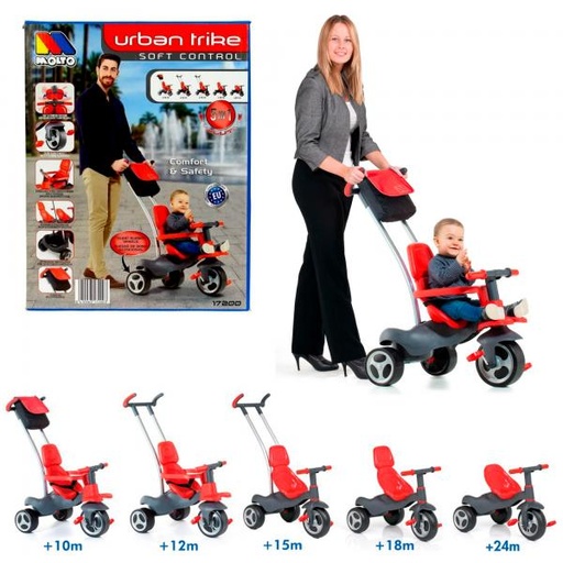 [ML17200] Triciclo Rojo/Negro Urban Trike 5 en1 10m+.
