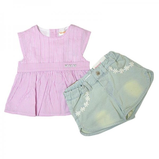 [BBL191283M] Conjunto Vestido y Short Rosa 3m