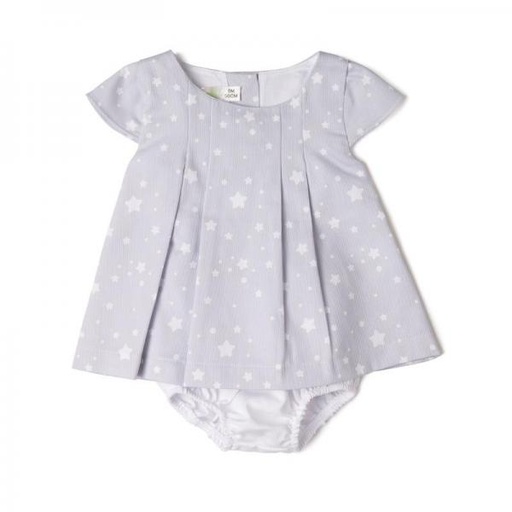 [BBL190906M] Vestido Estrella Gris 2 Piezas 6m