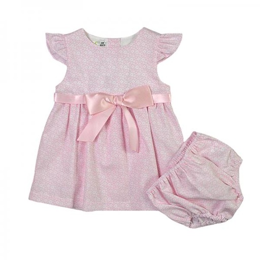 [BBL190939M] Vestido Rosa con Lazo 2 Piezas 9m