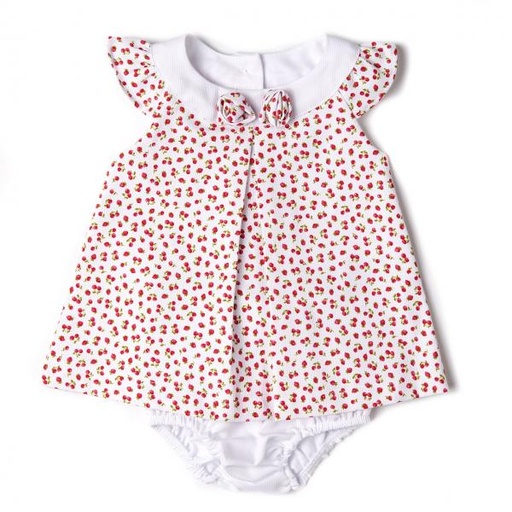 [BBL190973M] Vestido Fresas Blanco/Rojo 2 Piezas 3m