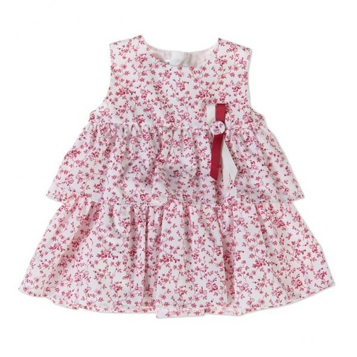 [BBL191733M] Vestido sin Mangas Flores Rojo 3m