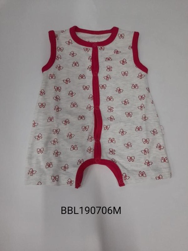 [BBL190706M] Mameluco Corto sin Mangas Lazos Caja de Regalo 6m