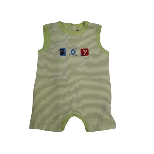 [BBL190809M] Mameluco Corto sin Mangas Verde Pistacho Caja de Regalo 9m