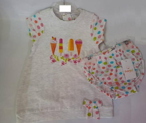 [BBL1915412M] Vestido 2 Piezas Helados con Puntitos 12m