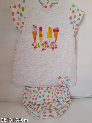 [BBL191546M] Vestido 2 Piezas Helados C/Puntitos 6m