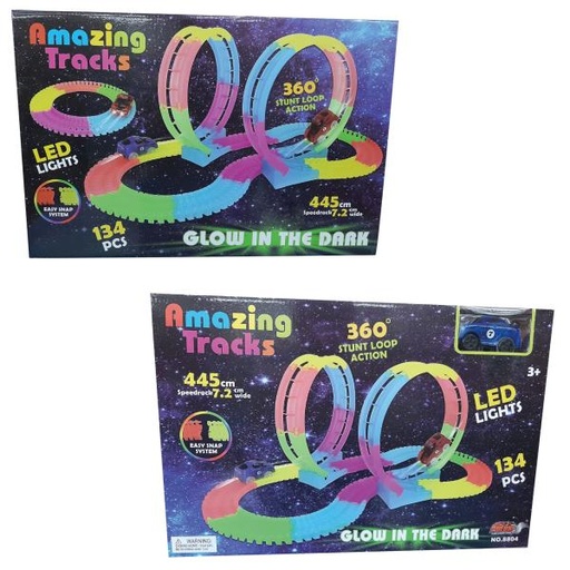 [WW8804] Pista Amazing 360° Brilla en la Oscuridad Luz Led 134pzs 3a+(438421)