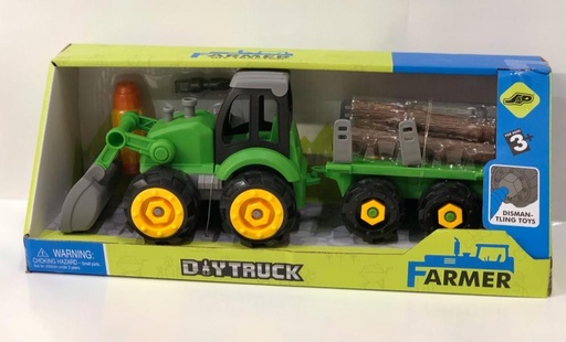 [WW35010203] Tractor Verde de Armar c/Carreta DiyTruck Surt/3 3a+(436953)
