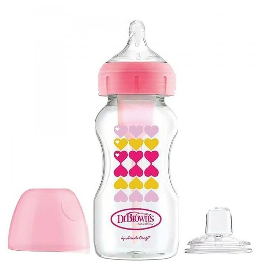 [DRWB91604P3] Dr. Browns - Chupón Ancho Opt Plus +9 Oz Rosa con Tetina de Transición (WB91604P3)