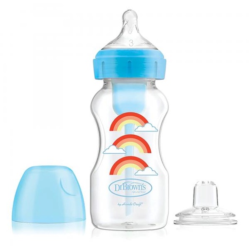[DRWB91605P3] Chupón Ancho Opt Plus +9 Oz Azul con Tetina de Transición  (WB91605-P3)