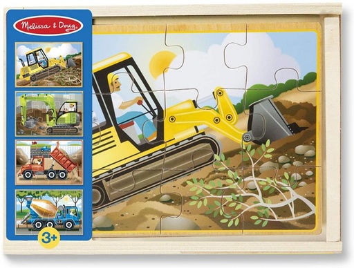 [MD13792] Rompecabezas de Madera Vehículos de Construccion Set/4 3a+