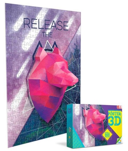 [RN11623] Rompecabezas Póster 3D Lobo 500pzs 12a+