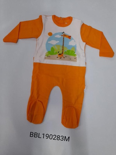 [BBL190283M] Mameluco Manga Larga Jirafa Anaranjado Caja de Regalo 3m