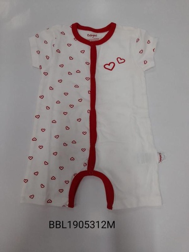 [BBL1905312M] Mameluco Corto Corazones Caja de Regalo 12m