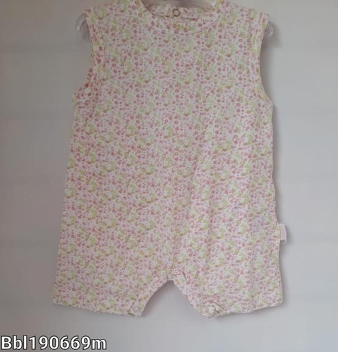 [BBL190669M] Mameluco Corto sin Mangas Flores Caja de Regalo 9m