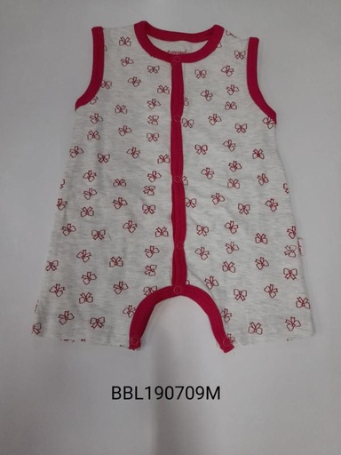 [BBL190709M] Mameluco Corto sin Mangas Lazos Caja de Regalo 9m