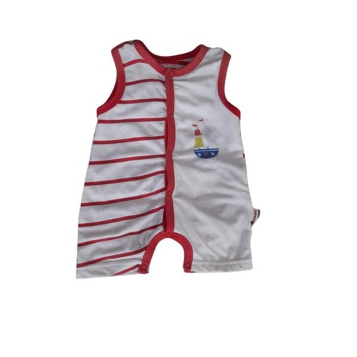 [BBL190781M] Mameluco Corto sin Mangas Rojo/Blanco Caja de Regalo 1m
