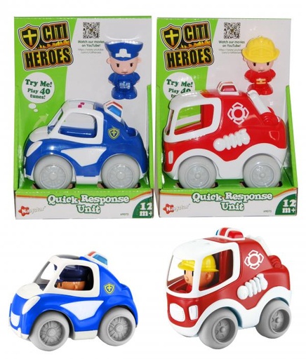 [NS69073] Carritos de Rescate Bomberos y Policia Luz y Sonidos 12m+