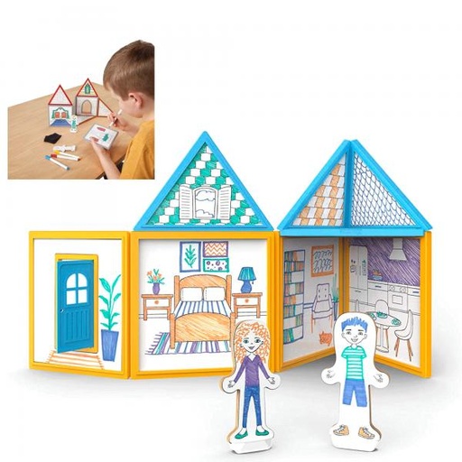 [MD30652] Casa Magnética Dibuja y Construye 15pzs 4-10a