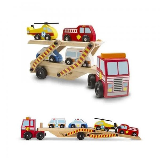 [MD14610] Camión Porta Vehículos de Emergencia 6pzs 3a+