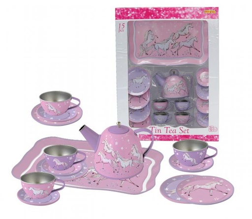 [CM41126] Juego de Té Metálico Unicornios 15pzs 3a+
