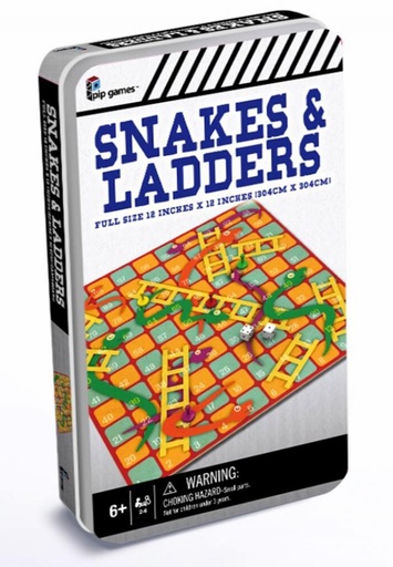 [PP816] Juego de Mesa Escaleras y Serpientes Caja Metálica 6a+