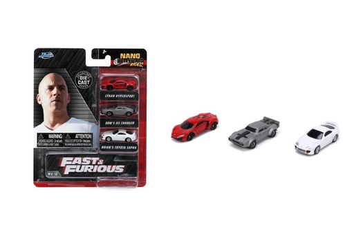 [JA32482] Carros Nano de Rapidos y Furiosos  Hollywood Rides 4cm  Set/3 3a+