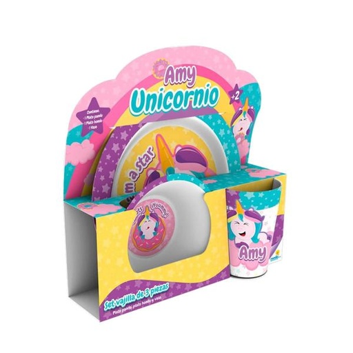 [RN12010] Set de Vajilla de 3Pzs de Unicornio 2a+