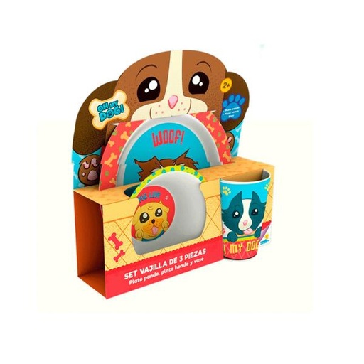 [RN12457] Set de Vajilla de 3 Pzs de Perros 2a+