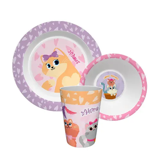 [RN12458] Set de Vajilla de 3 Pzs de Gatos 2a+
